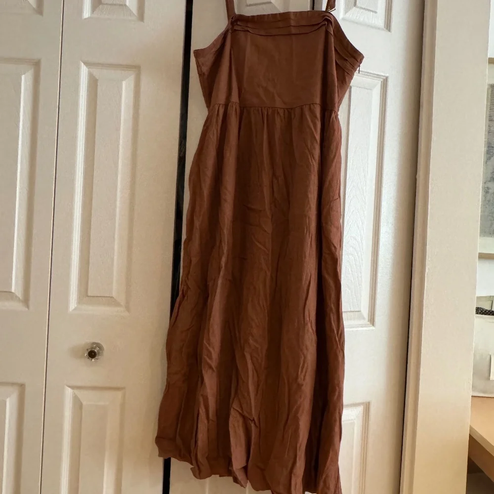 NWT Joie Rust Linen Midi Dress - Picture 2 of 4